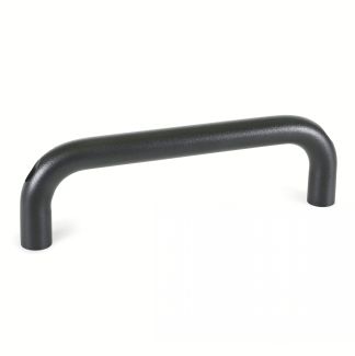 Poignée étrier aluminium, ronde, alésée, Pelliculée noir