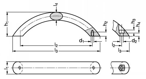Poignée ellipse inox - Schéma