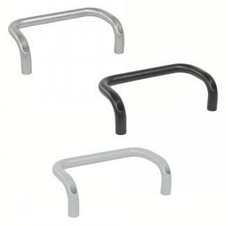 Poignée étrier coudée, aluminium, alésée