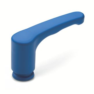 Manette indexable technopolym&egrave;re bleu d&eacute;tectable, &agrave; insert taraud&eacute; inox 316, conception hygi&eacute;nique