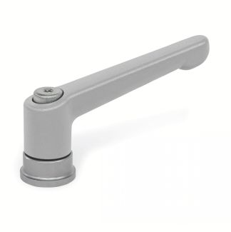 Manette indexable zamac, &agrave; palier, taraud&eacute;, Inox, grise