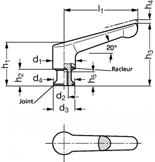 Manette indexable inox avec joint NBR - Schéma
