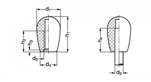 Bouton ovale technopolymère - Schéma