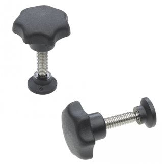 Bouton &eacute;toile &agrave; tige filet&eacute;e &agrave; bille, avec patin