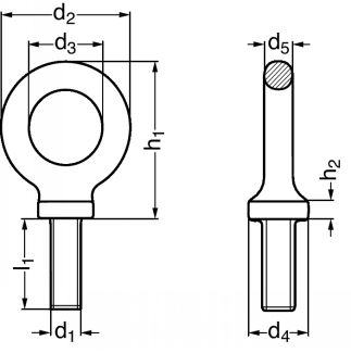 Anneau de levage à tige filetée longue, acier zingué - Schéma