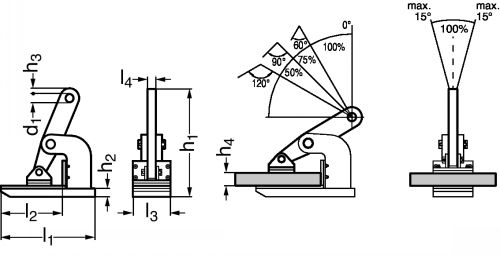 Pince de levage horizontal avec mâchoires de protection - Schéma