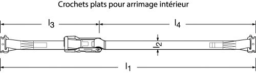 Sangle 2 parties à tendeur arrimage intérieur - Schéma