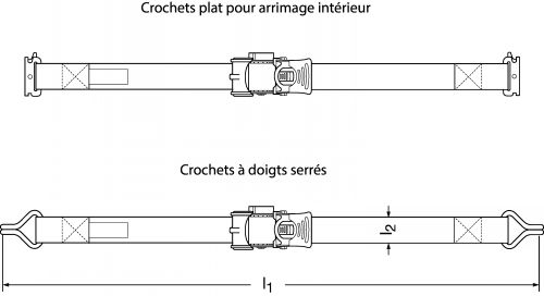 Sangle 2 parties à tendeur auto-rétractable - Schéma