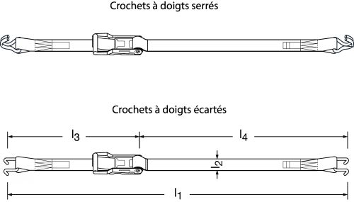 Sangle 2 parties à tendeur ergonomique - Schéma