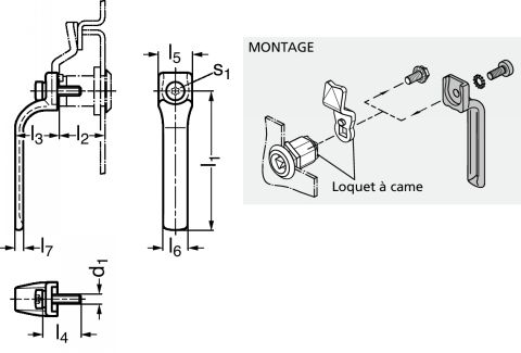 Poignée intérieure pour loquets à came - Schéma