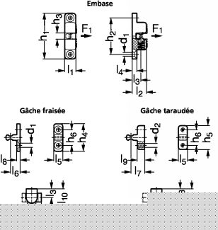 Loqueteau 2 billes inox, embase frais&eacute;e - Sch&eacute;ma
