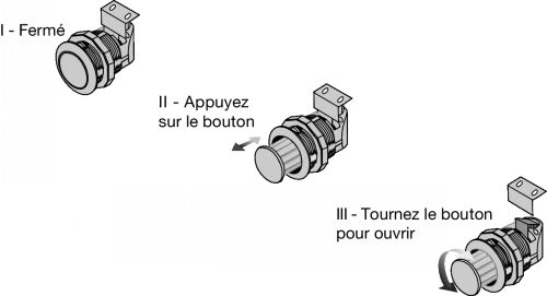 Verrou &agrave; fermeture par pouss&eacute;e affleurant (utilisation) - Sch&eacute;ma