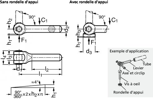 Levier à excentrique acier - Schéma