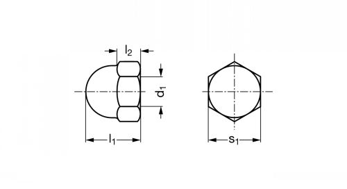 Ecrou hexagonal borgne - Schéma