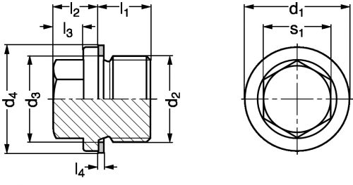 Bouchon d'huile acier ou inox 316 - Sch&eacute;ma