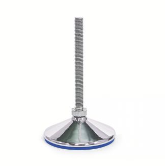 Pied inox, à tige filetée, conforme FDA, Semelle bleue, sans écrou