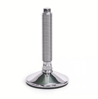 Pied inox à tige filetée avec six pans, conforme FDA, Semelle noire, sans écrou