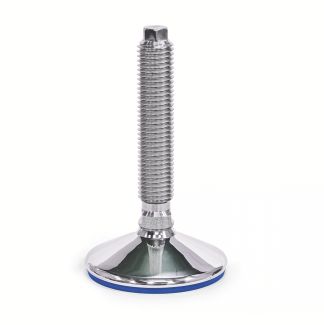 Pied inox à tige filetée avec six pans, conforme FDA, Semelle bleue, sans écrou