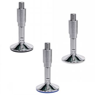 Pied inox, à tige filetée, avec écrou de protection et semelle vulcanisée, conforme FDA