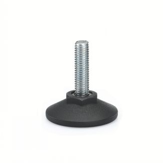 Pied technopolym&egrave;re, &agrave; tige filet&eacute;e acier, Sans empreinte, sans disque antiglisse