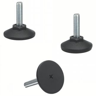 Pied technopolym&egrave;re, &agrave; tige filet&eacute;e acier