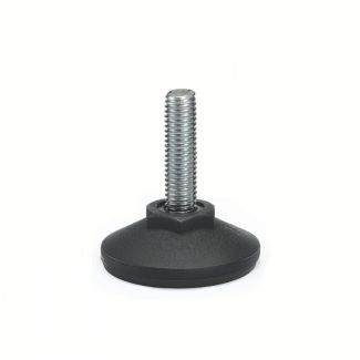 Pied technopolym&egrave;re, &agrave; tige filet&eacute;e inox, Sans empreinte, avec disque antiglisse