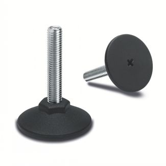 Pied technopolym&egrave;re, &agrave; tige filet&eacute;e acier, avec six pans creux