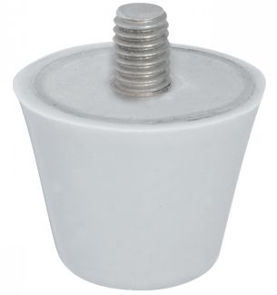 Butée silicone conique, à tige filetée inox, 55 Shore, Gris
