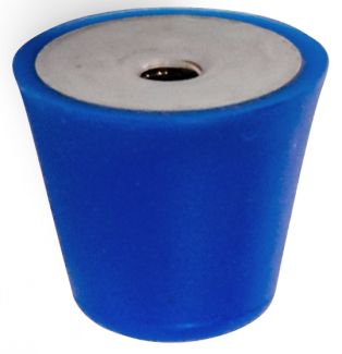 Butée silicone conique, taraudée, inox, 55 Shore, Bleu