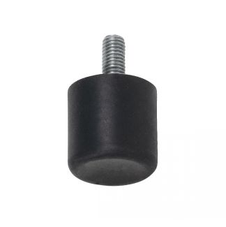 But&eacute;e caoutchouc cylindrique &agrave; bout concave, 55 Shore, &agrave; tige filet&eacute;e, Acier
