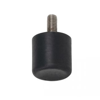But&eacute;e caoutchouc cylindrique &agrave; bout concave, 55 Shore, &agrave; tige filet&eacute;e, Inox