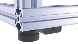 But&eacute;e caoutchouc cylindrique, pour profil&eacute;s aluminium, 70 Shore - Exemple d'application