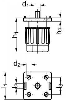Pied technopolym&egrave;re, pour profil&eacute;s aluminium, hauteur r&eacute;glable - Sch&eacute;ma
