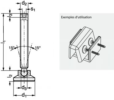 Pied &agrave; patin technopolym&egrave;re - Sch&eacute;ma