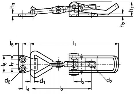 Grenouill&egrave;re &agrave; crochet r&eacute;glable, acier ou inox - sch&eacute;ma