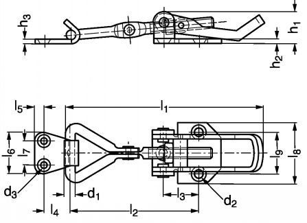 Grenouill&egrave;re &agrave; crochet r&eacute;glable, acier ou inox - sch&eacute;ma