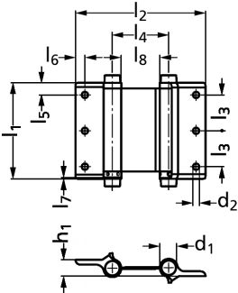 Charni&egrave;re &agrave; ressort r&eacute;glable, double action, inox - Sch&eacute;ma