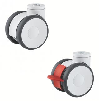 Roulette pour meuble pivotante, &agrave; trou central