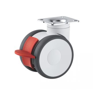 Roulette pour meuble pivotante, &agrave; platine, Avec frein