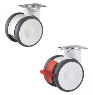 Roulette pour meuble pivotante, &agrave; platine