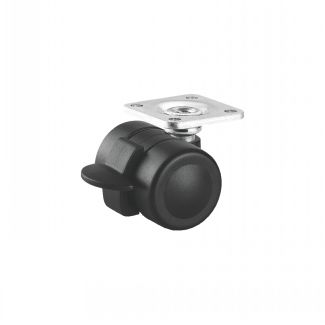 Roulette pour meuble pivotante, &agrave; platine, Avec frein