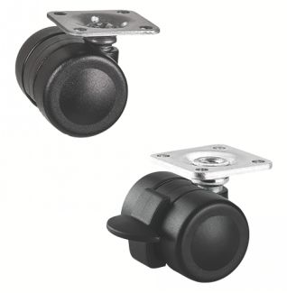 Roulette pour meuble pivotante, &agrave; platine