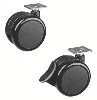 Roulette pour meuble pivotante, &agrave; platine