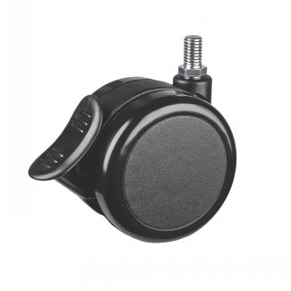 Roulette pour meuble pivotante, &agrave; tige filet&eacute;e, Avec frein