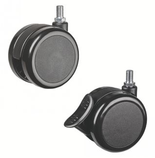 Roulette pour meuble pivotante, &agrave; tige filet&eacute;e