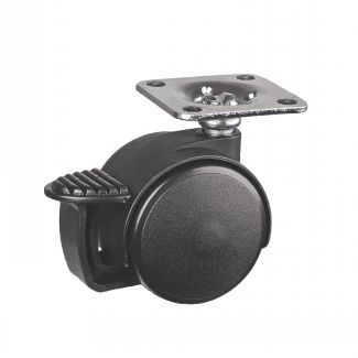 Roulette pour meuble pivotante, &agrave; platine, Avec frein