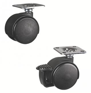 Roulette pour meuble pivotante, &agrave; platine