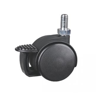 Roulette pour meuble pivotante, &agrave; tige filet&eacute;e, Avec frein