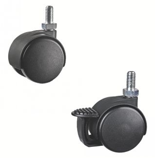 Roulette pour meuble pivotante, &agrave; tige filet&eacute;e