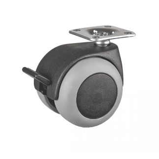 Roulette pour meuble pivotante, &agrave; platine, Avec frein